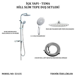 İgk Yapi - Tema Hi̇ll-sli̇m Tepe Duş Setleri̇ (model No: 53135)