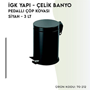 İgk Yapi - Çeli̇k Banyo Pedalli Çöp Kovasi 3lt Si̇yah (70-212)