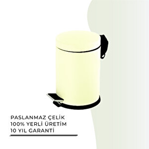 İgk Yapi - Çeli̇k Banyo Pedalli Çöp Kovasi 12lt Krem (70-150)