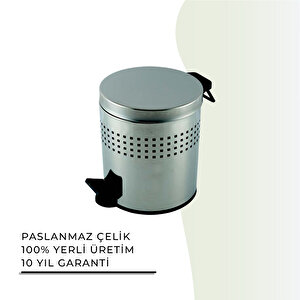 İgk Yapi - Çeli̇k Banyo Pedalli Deli̇kli̇ Çöp Kovasi 5lt 430 (70-076)