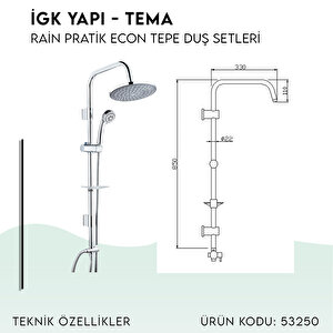 İgk Yapi - Tema Rai̇n-prati̇k Econ(3f) Tepe Duş Setleri̇ (model No: 53250)