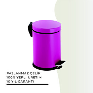 İgk Yapi - Çeli̇k Banyo Pedalli Çöp Kovasi 5lt Fuşya (70-141)