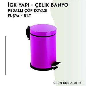 İgk Yapi - Çeli̇k Banyo Pedalli Çöp Kovasi 5lt Fuşya (70-141)
