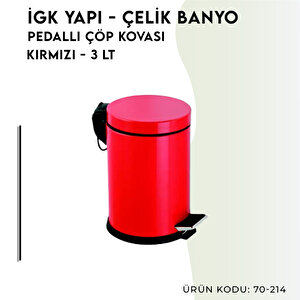 İgk Yapi - Çeli̇k Banyo Pedalli Çöp Kovasi 3lt Kirmizi (70-214)