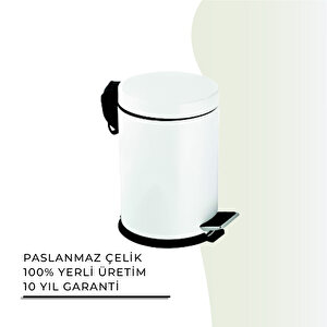 İgk Yapi - Çeli̇k Banyo Pedalli Çöp Kovasi 12lt Beyaz (70-145)