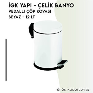 İgk Yapi - Çeli̇k Banyo Pedalli Çöp Kovasi 12lt Beyaz (70-145)