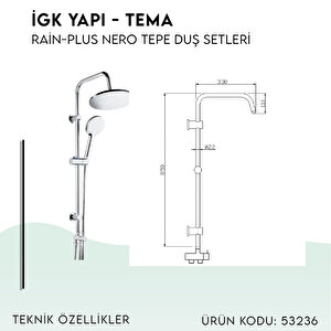 İgk Yapi - Tema Rai̇n-plus Nero Tepe Duş Setleri̇ (model No: 53237)