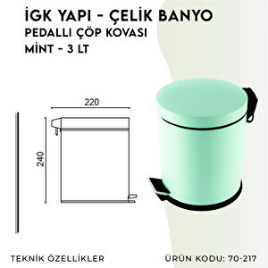 İgk Yapi - Çeli̇k Banyo Pedalli Çöp Kovasi 3lt Mi̇nd (70-217)
