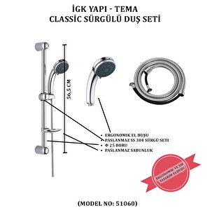 İgk Yapi - Tema Classi̇c Sürgülü Duş Seti̇ (model No: 51060)