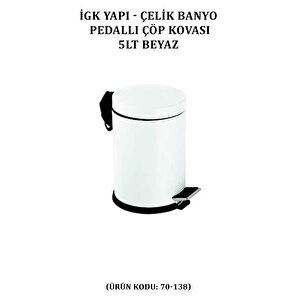 İgk Yapi - Çeli̇k Banyo Pedalli Çöp Kovasi 5lt Beyaz (70-138)