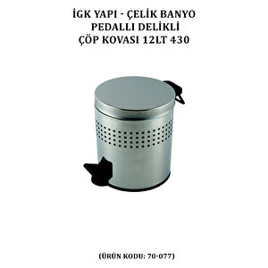 İgk Yapi - Çeli̇k Banyo Pedalli Deli̇kli̇ Çöp Kovasi 12lt Si̇yah (70-077)