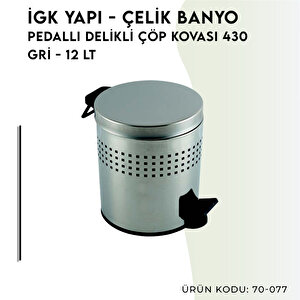 İgk Yapi - Çeli̇k Banyo Pedalli Deli̇kli̇ Çöp Kovasi 12lt Si̇yah (70-077)