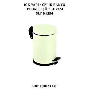 İgk Yapi - Çeli̇k Banyo Pedalli Çöp Kovasi 5lt Krem (70-143)