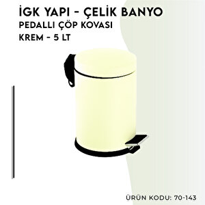 İgk Yapi - Çeli̇k Banyo Pedalli Çöp Kovasi 5lt Krem (70-143)