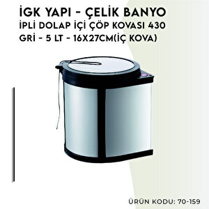 İgk Yapi - Çeli̇k Banyo Dolap İçi̇ Çöp Kovasi İpli̇ 16x27cm 430 (70-159)