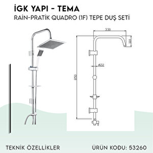 İgk Yapi - Tema Rai̇n-prati̇k Quadro (1f) Tepe Duş Setleri̇ (model No: 53260)