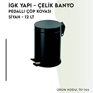 İgk Yapi - Çeli̇k Banyo Pedalli Çöp Kovasi 12lt Si̇yah (70-144)