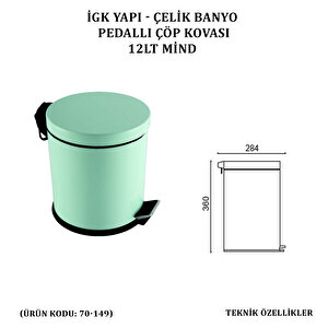 İgk Yapi - Çeli̇k Banyo Pedalli Çöp Kovasi 12lt Mi̇nd (70-149)