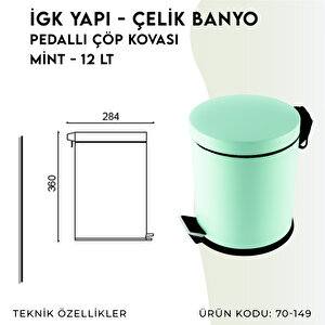 İgk Yapi - Çeli̇k Banyo Pedalli Çöp Kovasi 12lt Mi̇nd (70-149)