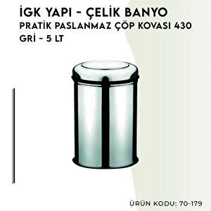 İgk Yapi - Çeli̇k Banyo Prati̇k Paslanmaz Çöp Kovasi 5lt 430 (70-179)