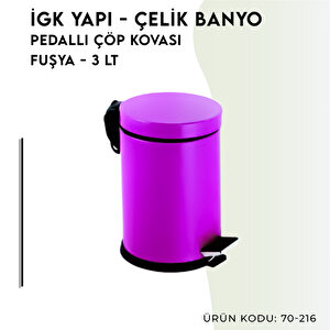 İgk Yapi - Çeli̇k Banyo Pedalli Çöp Kovasi 3lt Fuşya (70-216)