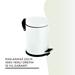 İgk Yapi - Çeli̇k Banyo Pedalli Çöp Kovasi 3lt Beyaz (70-213)