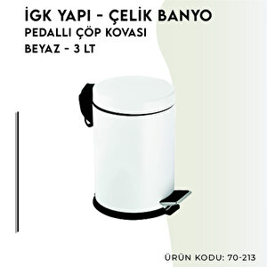 İgk Yapi - Çeli̇k Banyo Pedalli Çöp Kovasi 3lt Beyaz (70-213)