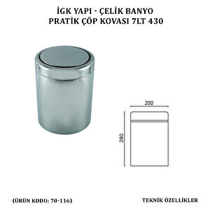 İgk Yapi - Çeli̇k Banyo Prati̇k Çöp Kovasi 7lt 430 (70-116)