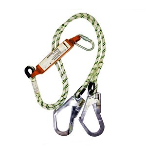Lanyard Çift Bacaklı 1,5mt Halat Uzunluğunda Şok Emicili Lanyard Halatlı