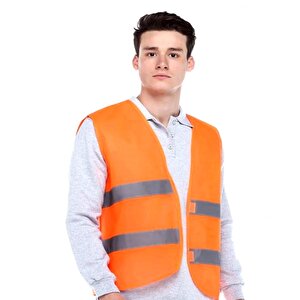 İkaz Yeleği Turuncu Reflektörlü İşçi Yelek Standart