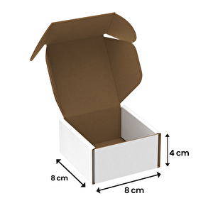 8x8x4 - 25 Adet Beyaz Kilitli E Ticaret Karton Kargo Kutusu 25 Adet