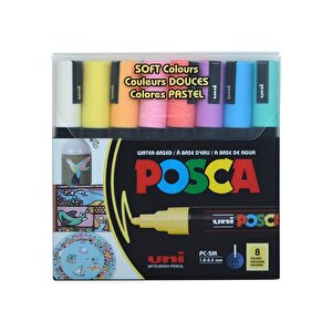 Uni Posca Su Bazlı Marker Seti 8li Soft Renkler 1.8 2.5mm Pc5m