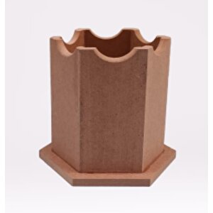 Hobi 90063 Dekoratif Kalemlik Ahşap Altıgen Ham Mdf  El Yapım