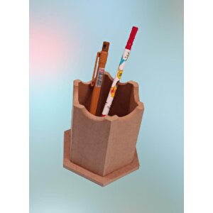 Hobi 90063 Dekoratif Kalemlik Ahşap Altıgen Ham Mdf  El Yapım