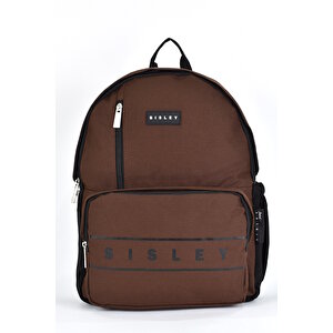 Sisley Okul Sırt Çantası Unisex Çok Gözlü Günlük Seyahat Sırt Çantası Kahverengi 12918