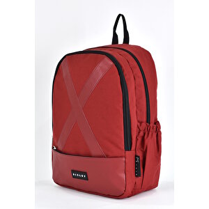 Sisley Okul Sırt Çantası Unisex Çok Gözlü Günlük Seyahat Sırt Çantası Bordo