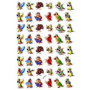 Sticker Kabartmalı A4 Boyutunda Stiker Defter, Planlayıcı Etiket-(lim521) - Bilgin Papağan, Baykuş