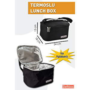 Premium Beslenme Çantası Termal Termos Termoslu Çanta Ve 4 Bölmeli Yemek Kutusu Pembe