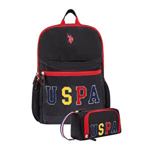 U.s. Polo Assn. Çok Gözlü Unisex 2'li Okul Çantası Seti Okul Çantası Ve Kalemlik Siyah Plcan24273