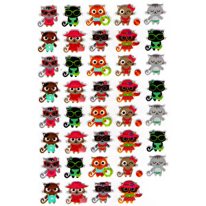 Sticker Kabartmalı A4 Boyutunda Stiker Defter, Planlayıcı Etiket, -(lim216) - Sevimli Kediler
