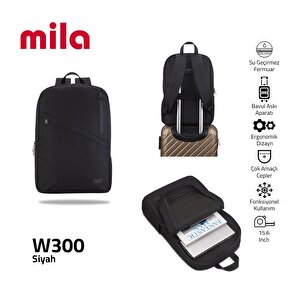 Mila W300 15,6 Inch  Macbook Laptop Sırt Çantası Siyah