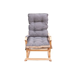 Enda Home Ahşap Çift Minderli Sallanan Sandalye Krem - Gri