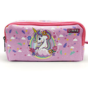 Kalem Kutusu Bahar Unicorn Kalemkutu Vegan Deri İki Bölmeli Kalemlik