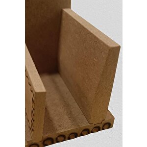 Hobi Adn 90384 Dekoratif Masaüstü Kalemlik Kartvizitlik Saatli Ahşap Mdf Ham Renk