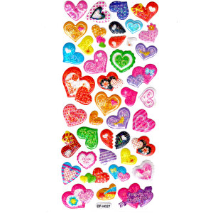 Işıltılı Sticker Kabartmalı Stiker Defter Planlayıcı Etiket (dfh027)-18x9cm- Kalp Renkli