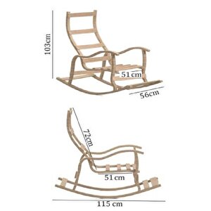 Enda Home Ahşap Çift Minderli Sallanan Sandalye Bordo - Krem