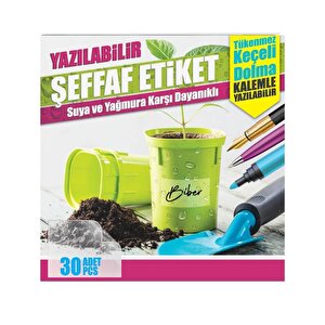 Suya Dayanıklı, Yazılabilen Şeffaf Etiket 8x5cm-30 Ad