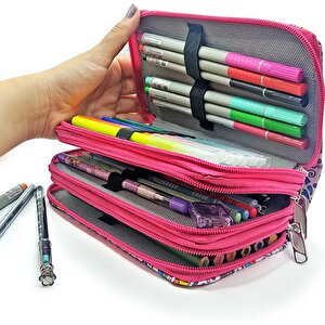 Kalem Kutusu Müzik Desenli Kawai Organizer Kalemkutu Vegan Deri Üç Bölmeli Kalemlik