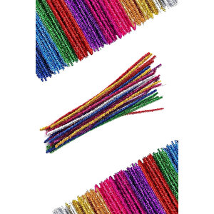 Şönil Renkli Metalik 30 Cm Renkli Metalik Tüylü Tel  20 Li- 1  Paket