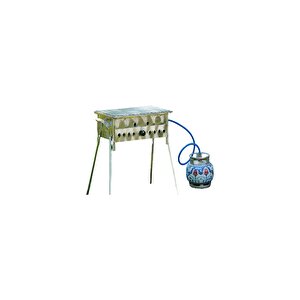 Tüplü Mangal Lav Taşlı Krom 45cm Izgara Paslanmaz